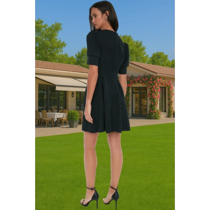 Kadın Mini Elbise Belden Açılan Pili Detaylı Polyester Yazlık Rahat Ve Şık Profesyonel Görünüm