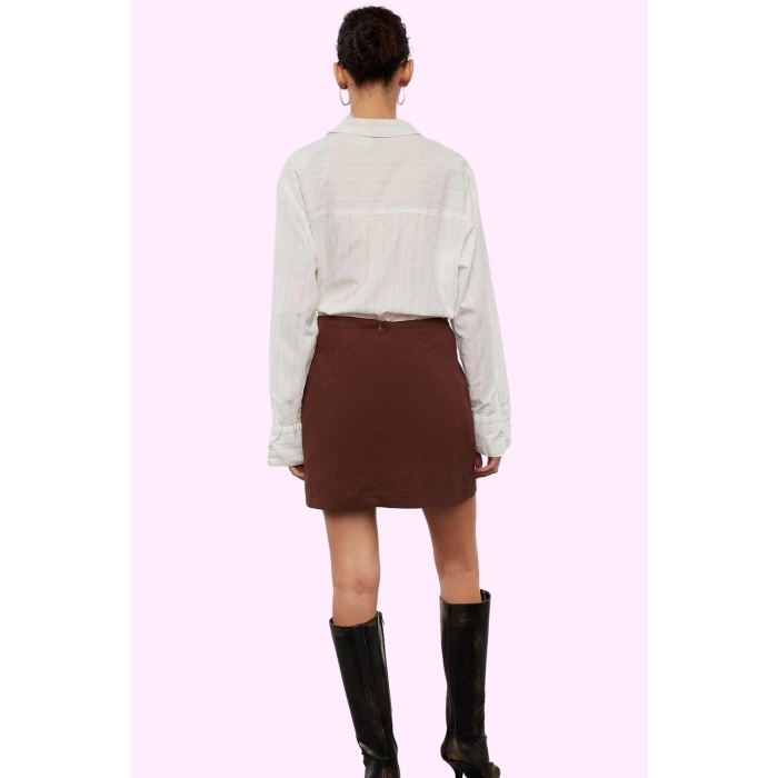 Kadın Mini Etek Yüksek Bel A line Dokuma Gabardin Günlük Stil Hafta Sonu Dayanıklı Malzeme