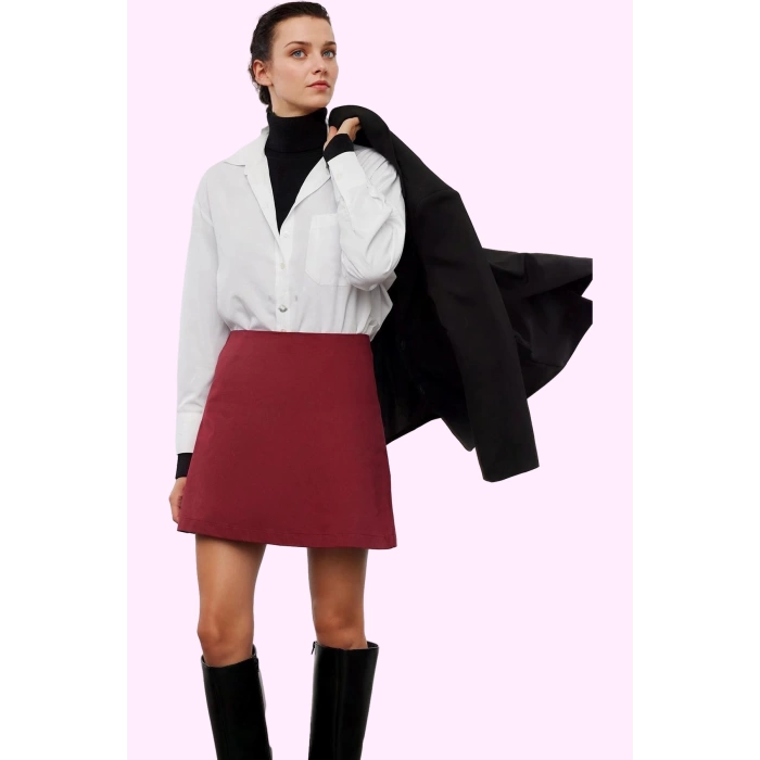 Kadın Mini Etek Yüksek Bel A line Dokuma Gabardin Günlük Stil Hafta Sonu Dayanıklı Malzeme