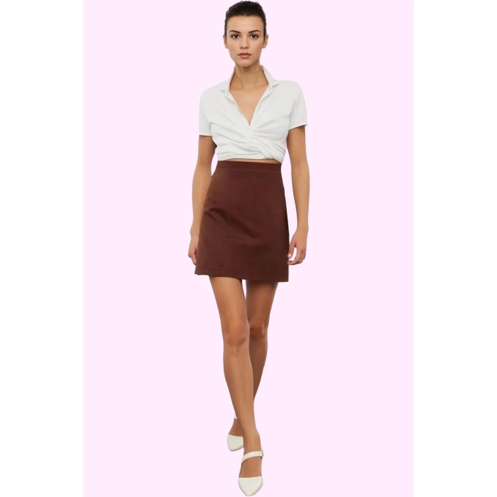 Kadın Mini Etek Yüksek Bel A line Dokuma Gabardin Günlük Stil Hafta Sonu Dayanıklı Malzeme