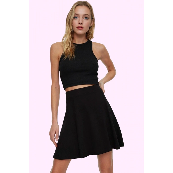 Kadın Mini Etek Yüksek Bel Kloş Skater Model Yazlık Günlük Hafta Sonu Yaz Aylarının Vazgeçilmezi