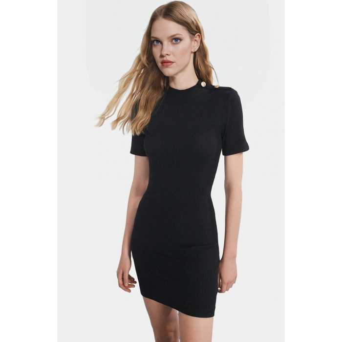 Kadın Mini Örme Elbise Bodycon Kalıp Kısa Kol Yazlık Günlük Profesyonel Görünüm Rahat Ve Şık