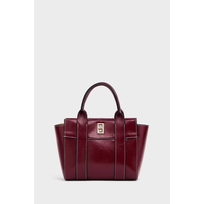 Kadın Mini Tote Vegan Deri El Çantası Gold Toka Günlük ve İş Trend Tasarım Modern Stil Mükemmel Uyum