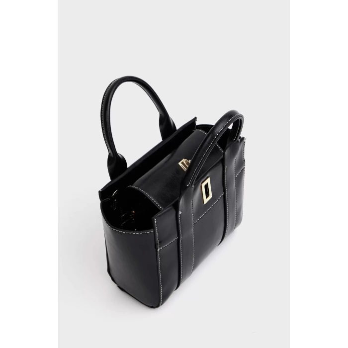 Kadın Mini Tote Vegan Deri El Çantası Gold Toka Günlük ve İş Trend Tasarım Modern Stil Mükemmel Uyum