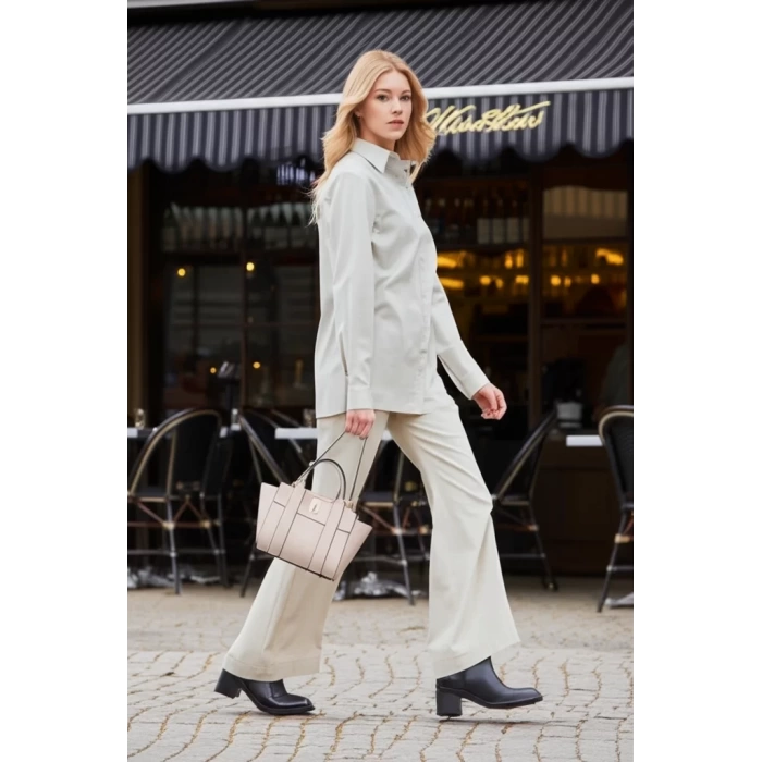 Kadın Mini Tote Vegan Deri El Çantası Gold Toka Günlük ve İş Trend Tasarım Modern Stil Mükemmel Uyum