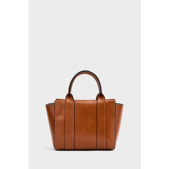 Kadın Mini Tote Vegan Deri El Çantası Gold Toka Günlük ve İş Trend Tasarım Modern Stil Mükemmel Uyum