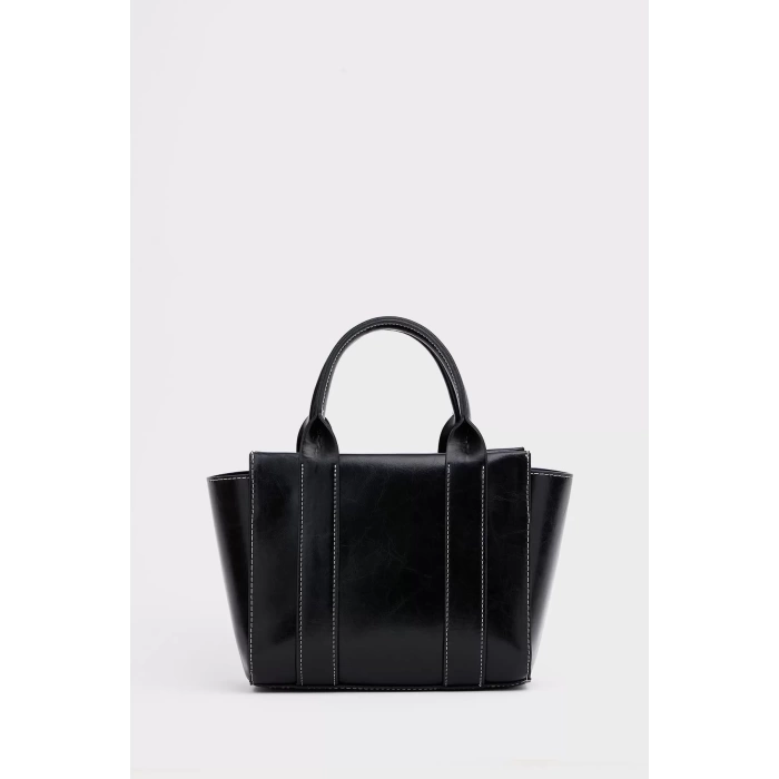 Kadın Mini Tote Vegan Deri El Çantası Gold Toka Günlük ve İş Trend Tasarım Modern Stil Mükemmel Uyum