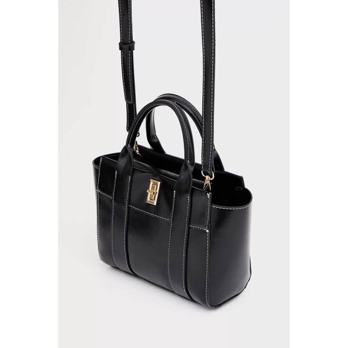 Kadın Mini Tote Vegan Deri El Çantası Gold Toka Günlük ve İş Trend Tasarım Modern Stil Mükemmel Uyum