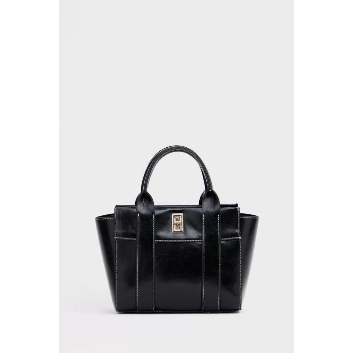 Kadın Mini Tote Vegan Deri El Çantası Gold Toka Günlük ve İş Trend Tasarım Modern Stil Mükemmel Uyum