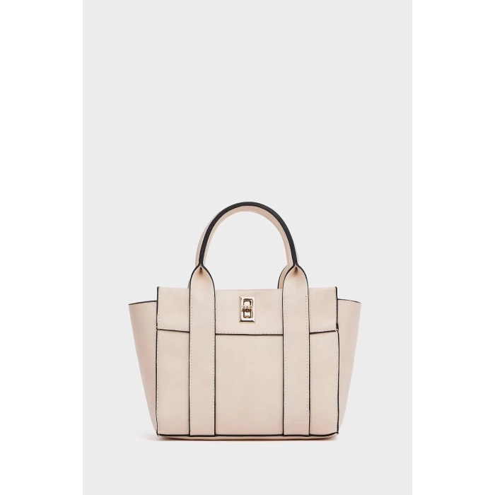 Kadın Mini Tote Vegan Deri El Çantası Gold Toka Günlük ve İş Trend Tasarım Modern Stil Mükemmel Uyum