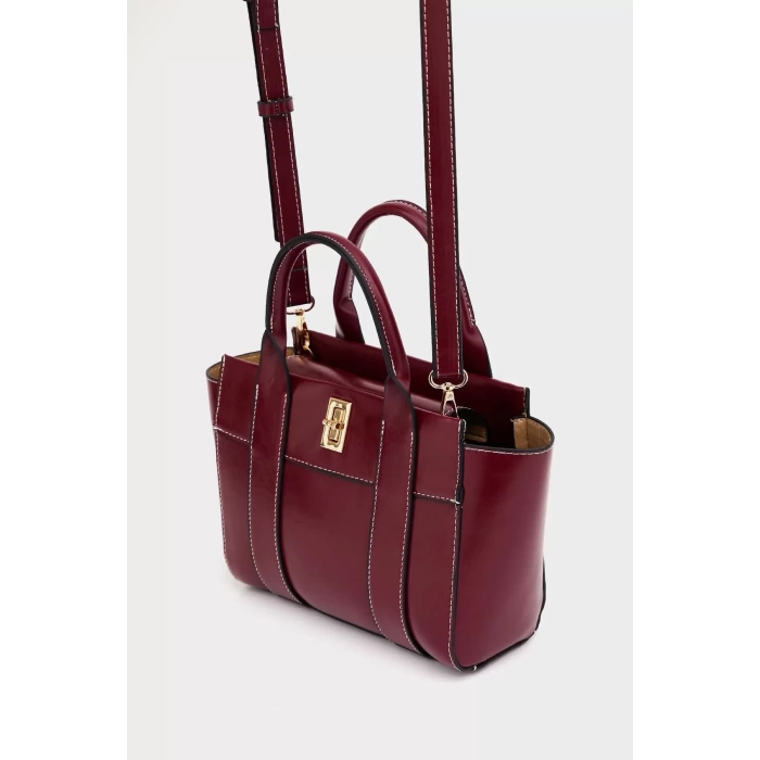 Kadın Mini Tote Vegan Deri El Çantası Gold Toka Günlük ve İş Trend Tasarım Modern Stil Mükemmel Uyum