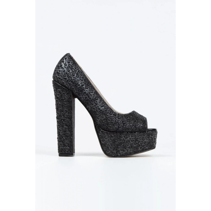 Kadın Moda Gold Sultan Full Inci Taşlı Klasik Köşe Kalıplı Kalın Düğün Nişan Gece Abiye Ayakkabısı