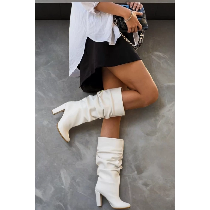 Kadın Moda Kalın Topuk Körüklü Kısa Çizme Şık Tasarım