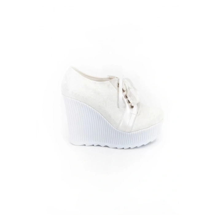 Kadın Moda Şık Beyaz Çınar Dolgu Topuklu Ayakkabı Topuklu Düğün Nişan Gece Abiye Ayakkabı