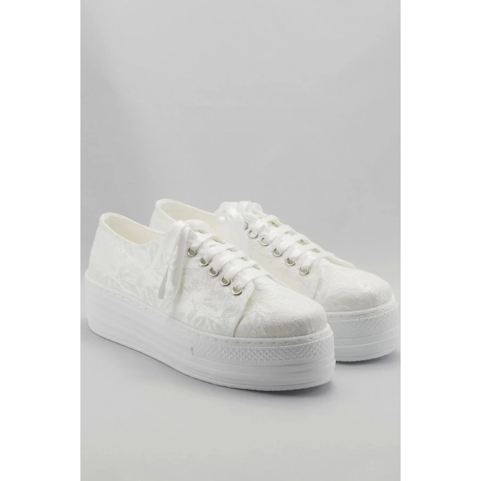 Kadın Moda Şık Beyaz Dolgu Topuklu Ayakkabı Topuklu Düğün Nişan Gece Abiye Ayakkabı