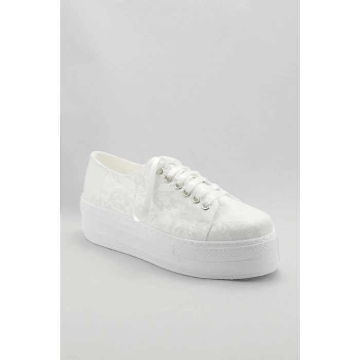 Kadın Moda Şık Beyaz Dolgu Topuklu Ayakkabı Topuklu Düğün Nişan Gece Abiye Ayakkabı