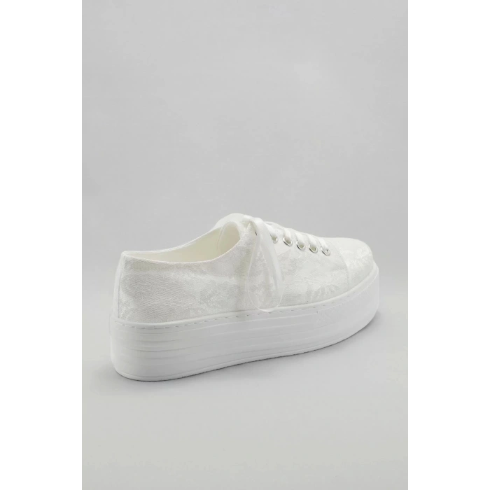 Kadın Moda Şık Beyaz Dolgu Topuklu Ayakkabı Topuklu Düğün Nişan Gece Abiye Ayakkabı