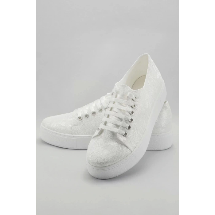 Kadın Moda Şık Beyaz Dolgu Topuklu Ayakkabı Topuklu Düğün Nişan Gece Abiye Ayakkabısı