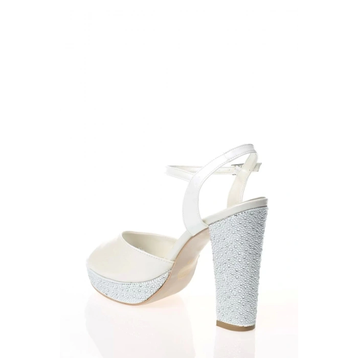 Kadın Moda Şık Beyaz Topuklu Zarif Tasarım Yüksek Topuk Düğün Nişan Gece Abiye Ayakkabı