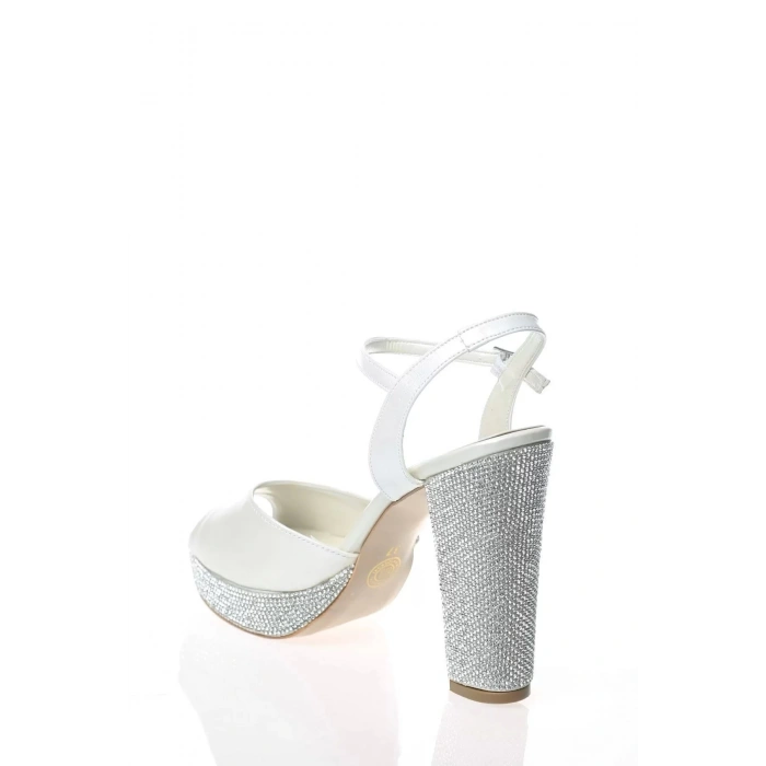 Kadın Moda Şık Beyaz Topuklu Zarif Tasarım Yüksek Topuk Düğün Nişan Gece Abiye Ayakkabı