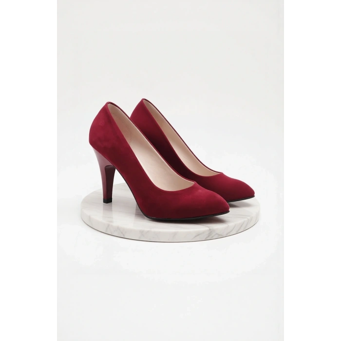 Kadın Moda Şık Bordo Klasik Topuklu Ayakkabı Topuklu Düğün Nişan Gece Abiye Ayakkabı