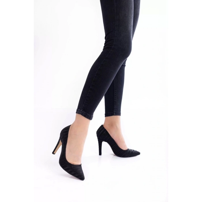 Kadın Moda Şık Çizgili Aynalı Stiletto Topuklu Klasik Ayakkabı Düğün Nişan Gece Abiye Ayakkabı