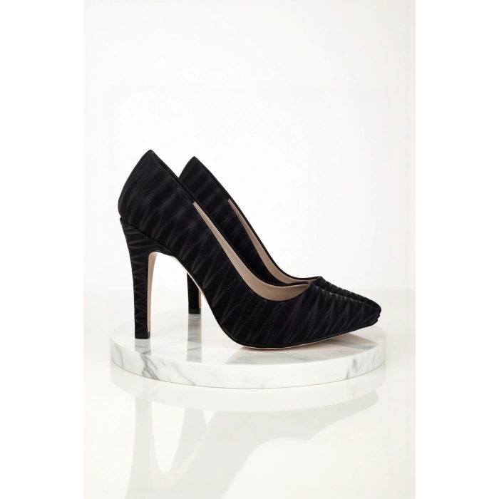 Kadın Moda Şık Çizgili Aynalı Stiletto Topuklu Klasik Ayakkabı Düğün Nişan Gece Abiye Ayakkabı