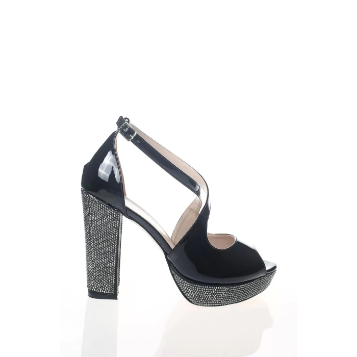 Kadın Moda Şık Gold Ayna Ökçe Poli Taş Topuklu Zarif Tasarım Düğün Nişan Gece Abiye Ayakkabı