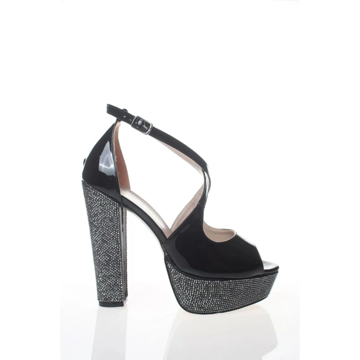 Kadın Moda Şık Gold Ayna Ökçe Poli Taş Topuklu Zarif Tasarım Düğün Nişan Gece Abiye Ayakkabı