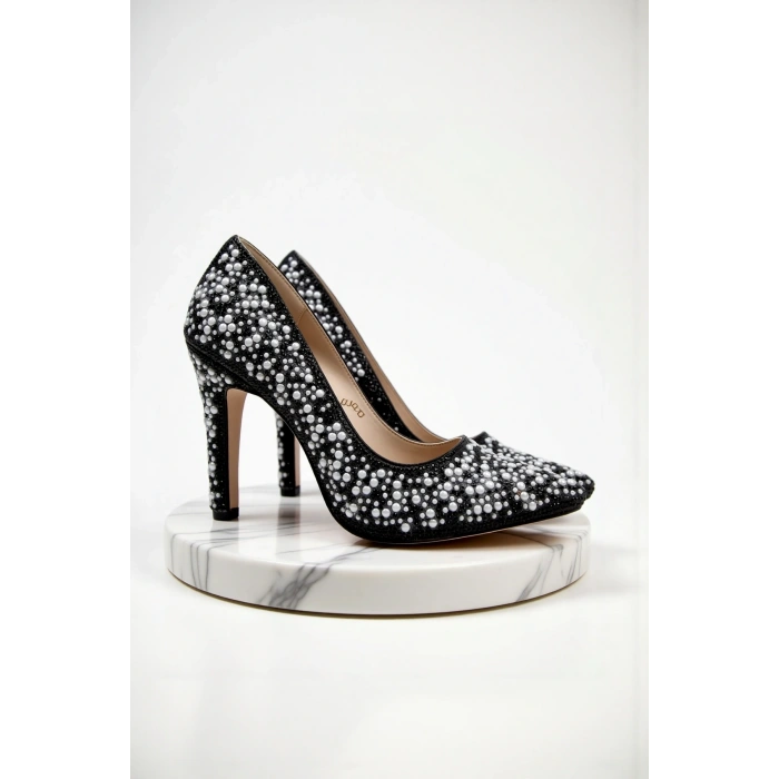 Kadın Moda Şık Gold Full Inci Aynalı Klasik Düğün Nişan Gece Abiye Ayakkabı