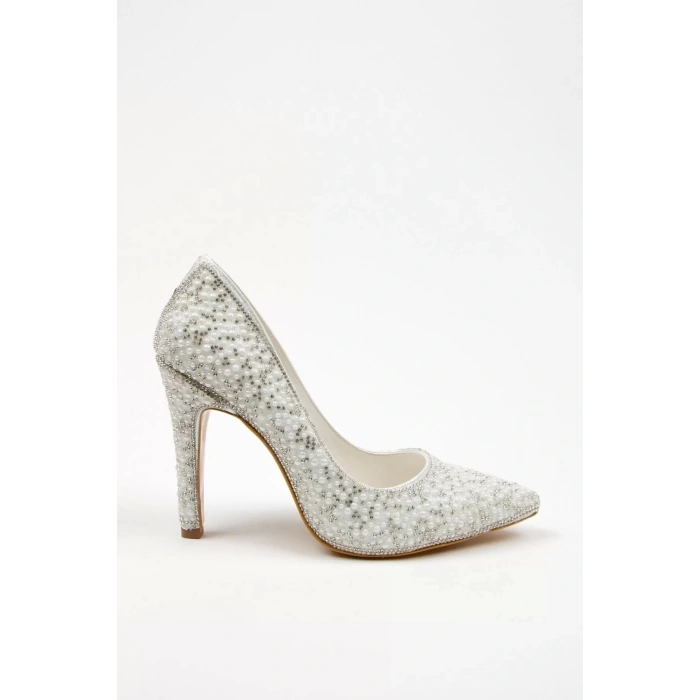 Kadın Moda Şık Gold Full Inci Aynalı Klasik Düğün Nişan Gece Abiye Ayakkabı