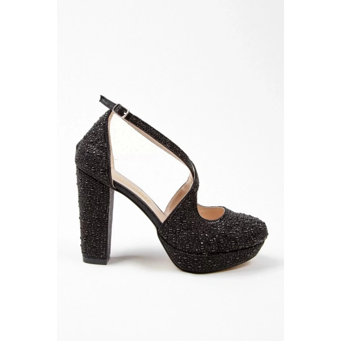 Kadın Moda Şık Gold Full Inci Taş Yüksek Topuk Düğün Nişan Gece Abiye Ayakkabı