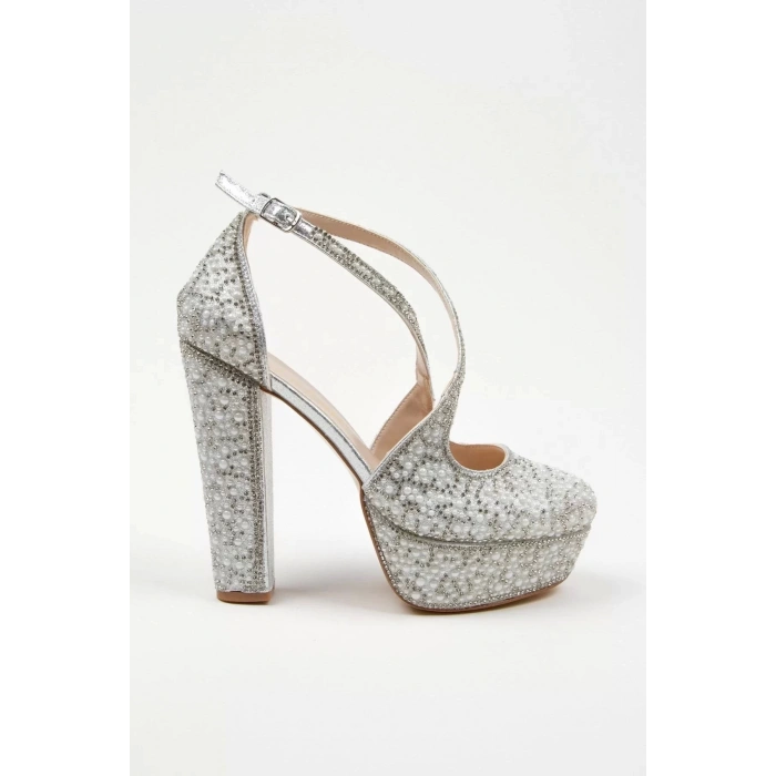 Kadın Moda Şık Gold Full Inci Zarif Tasarım Düğün Nişan Gece Abiye Ayakkabı