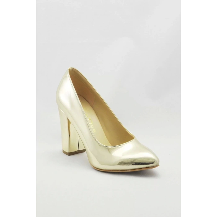 Kadın Moda Şık Gold Klasik Topuklu Ayakkabı Topuklu Düğün Nişan Gece Abiye Ayakkabı