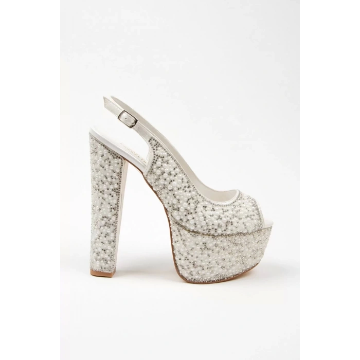 Kadın Moda Şık Gold Sultan Full Inci Düğün Nişan Gece Abiye Ayakkabı