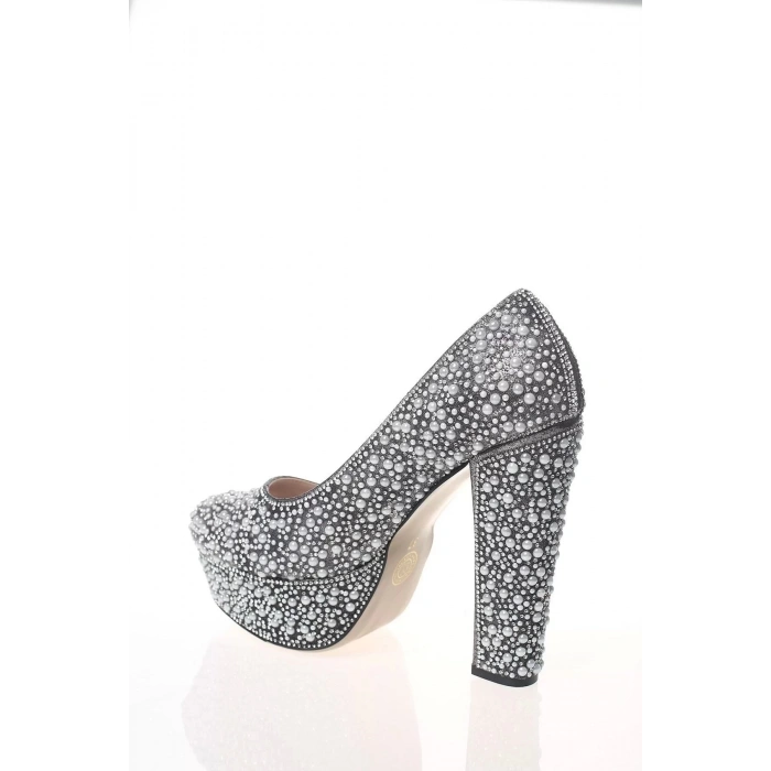 Kadın Moda Şık Gold Sultan Full Inci Taş Topuklu Zarif Tasarım Düğün Nişan Gece Abiye Ayakkabı