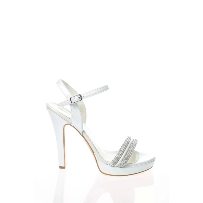 Kadın Moda Şık Gümüş Ayna Double Topuklu Zarif Tasarım Düğün Nişan Gece Abiye Ayakkabı