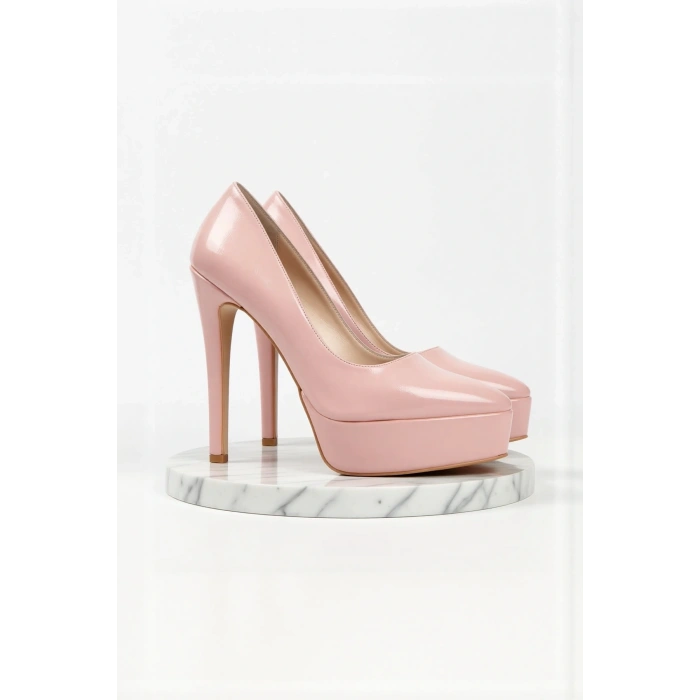 Kadın Moda Şık Gümüş Ayna Klasik Sivri Ince Topuklu Platformlu Düğün Nişan Gece Abiye Ayakkabı