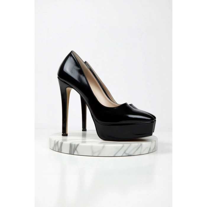 Kadın Moda Şık Gümüş Ayna Klasik Sivri Ince Topuklu Platformlu Düğün Nişan Gece Abiye Ayakkabı