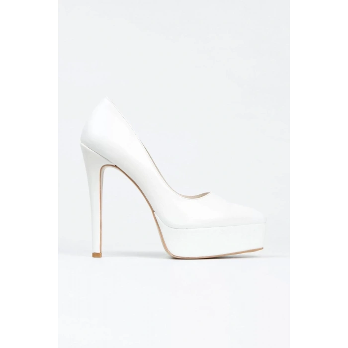 Kadın Moda Şık Gümüş Ayna Klasik Sivri Ince Topuklu Platformlu Düğün Nişan Gece Abiye Ayakkabı