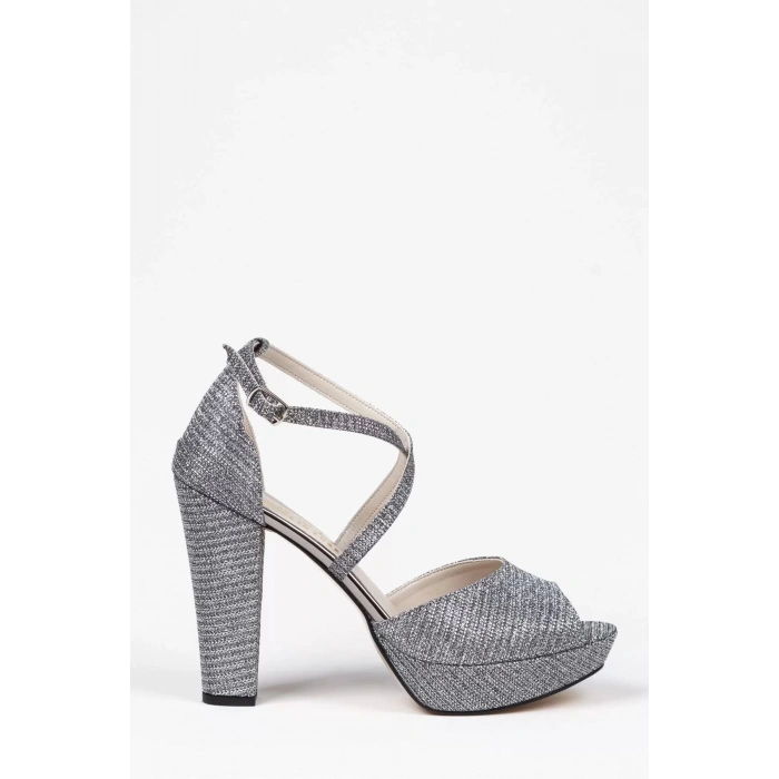 Kadın Moda Şık Gümüş Mercan Topuklu Zarif Tasarım Yüksek Topuk Düğün Nişan Gece Abiye Ayakkabı