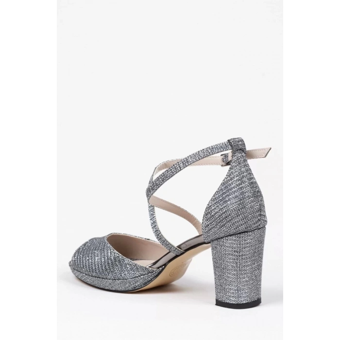 Kadın Moda Şık Gümüş Mercan Topuklu Zarif Tasarım Yüksek Topuk Düğün Nişan Gece Abiye Ayakkabı