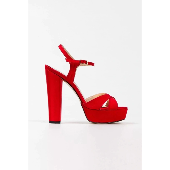 Kadın Moda Şık Gümüş Saten Klasik Ayakkabı Kalın Düğün Nişan Gece Abiye Ayakkabı