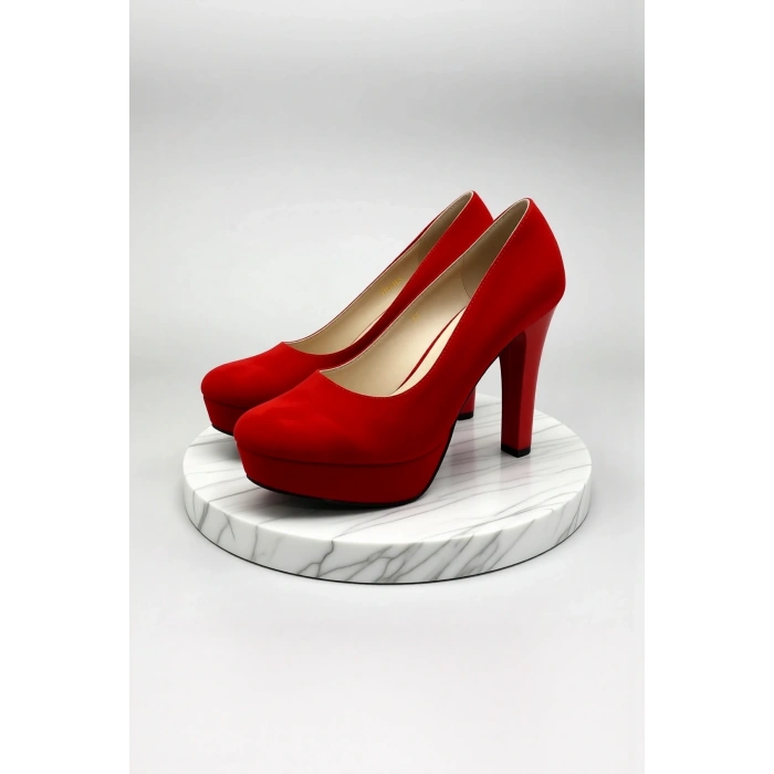 Kadın Moda Şık Kırmızı Klasik Topuklu Ayakkabı Topuklu Düğün Nişan Gece Abiye Ayakkabı