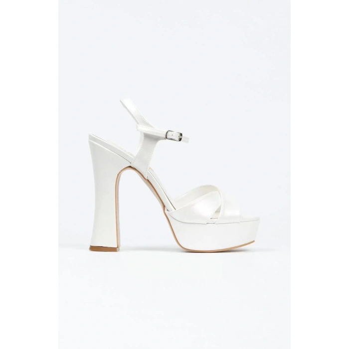 Kadın Moda Şık Kırmızı Saten Klasik Ayakkabı Kalın Aynalı Ökçe Düğün Nişan Gece Abiye Ayakkabı