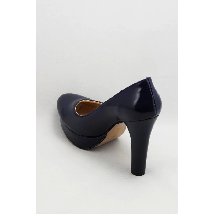 Kadın Moda Şık Lacivert Klasik Topuklu Ayakkabı Topuklu Düğün Nişan Gece Abiye Ayakkabı