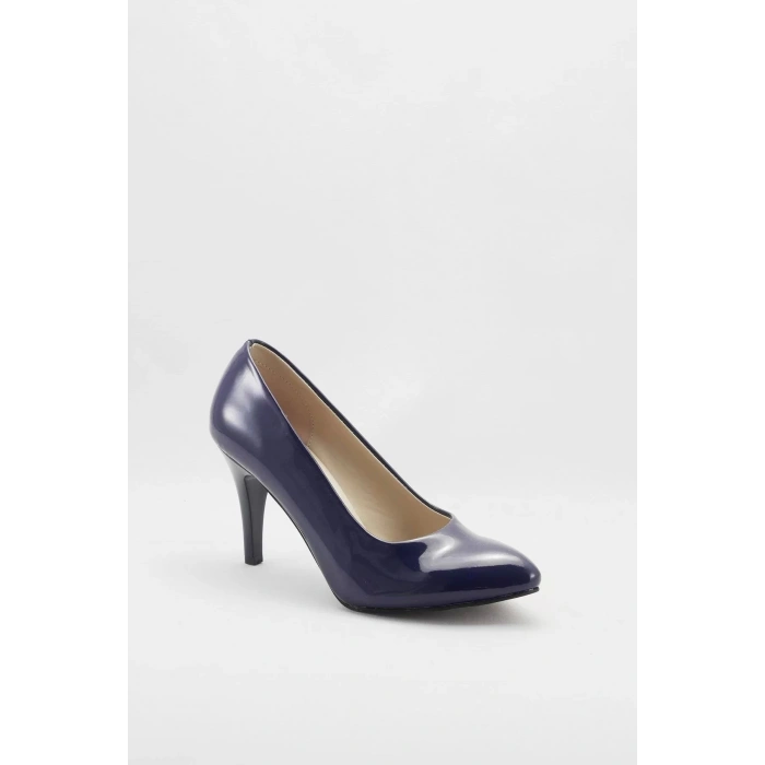 Kadın Moda Şık Lacivert Klasik Topuklu Ayakkabı Topuklu Düğün Nişan Gece Abiye Ayakkabısı