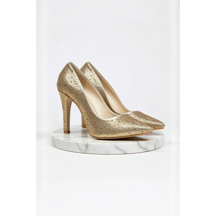 Kadın Moda Şık Rose Sultan Taşlı Klasik Sivri Ince Düğün Nişan Gece Abiye Ayakkabı