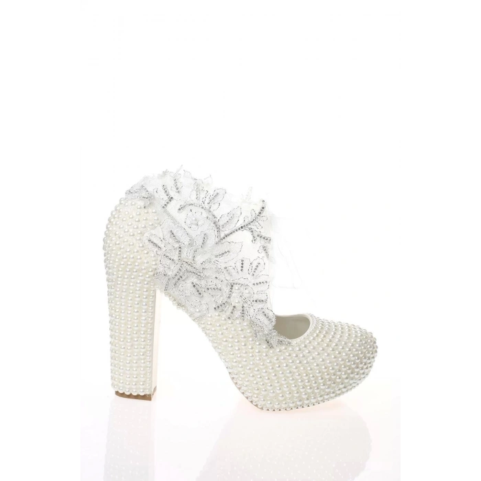 Kadın Moda Şık Sedef Ayakkabı Topuklu Zarif Tasarım Düğün Nişan Gece Abiye Ayakkabısı