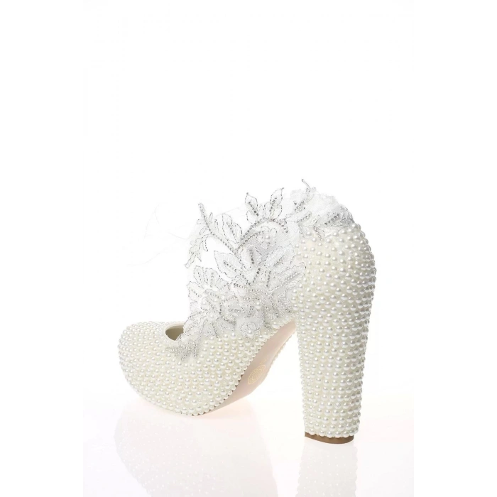 Kadın Moda Şık Sedef Ayakkabı Topuklu Zarif Tasarım Düğün Nişan Gece Abiye Ayakkabısı